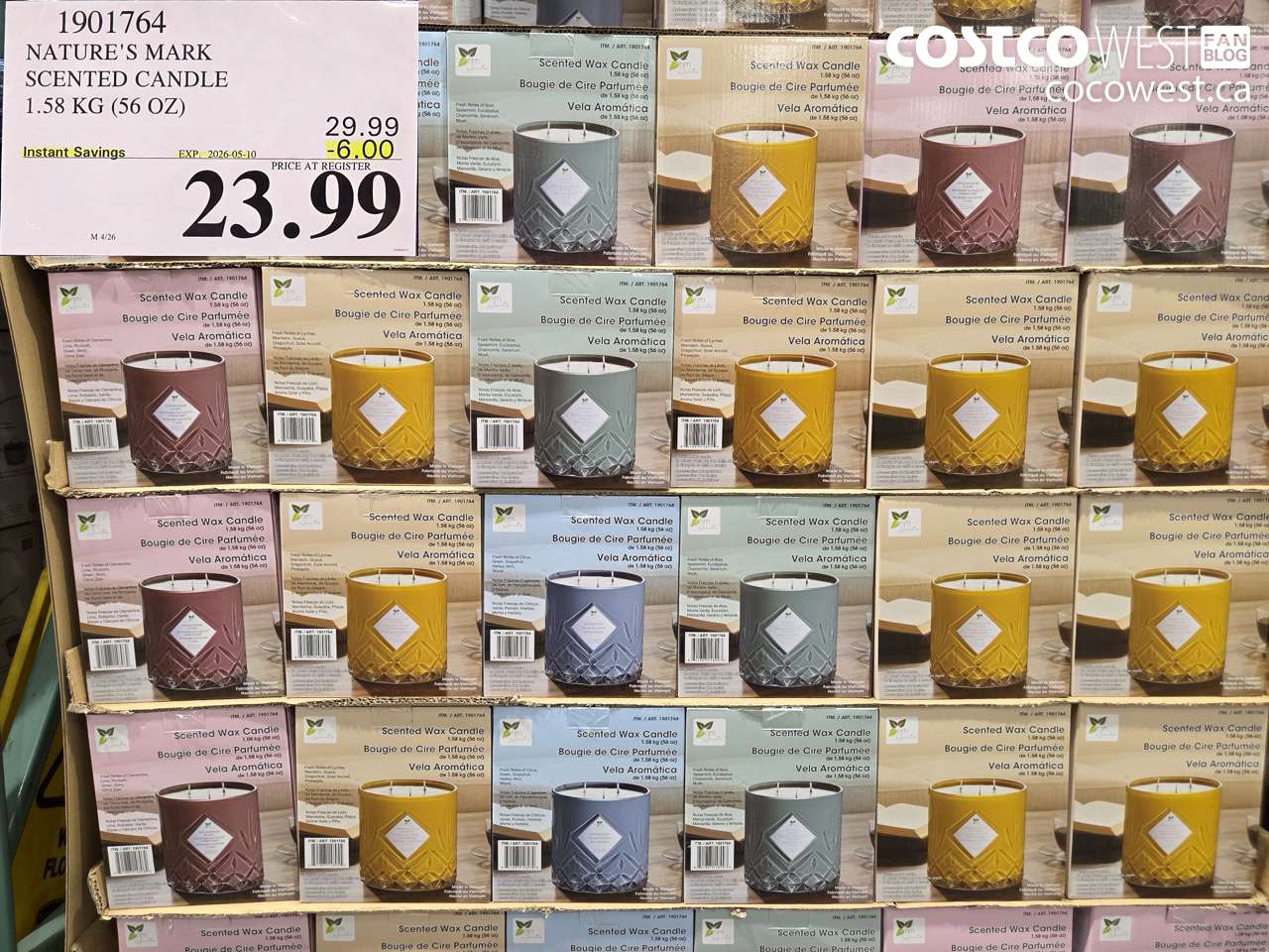 1901764 NATURE'S MARK SCENTED CANDLE 1.58 KG (56 OZ) ($6.00 INSTANT SAVINGS EXPIRES ON 2026-05-10) $23.99