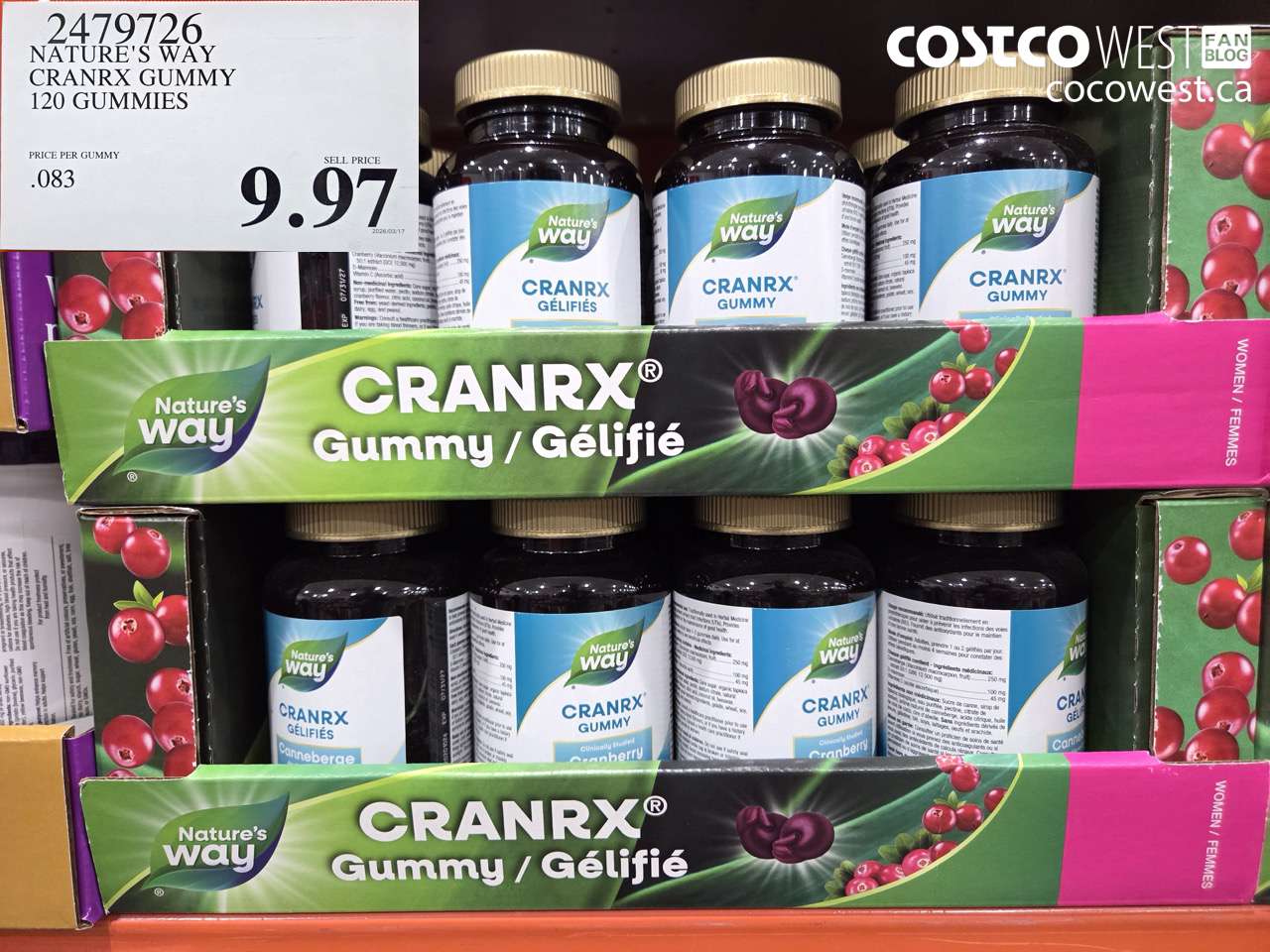 2479726 NATURE'S WAY CRANRX GUMMY 120 GUMMIES $9.97