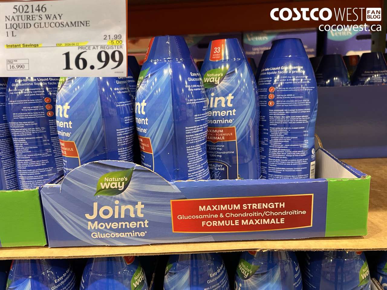 502146 NATURE'S WAY LIQUID GLUCOSAMINE 1 L ($5.00 INSTANT SAVINGS EXPIRES ON 2026-04-12) $16.99