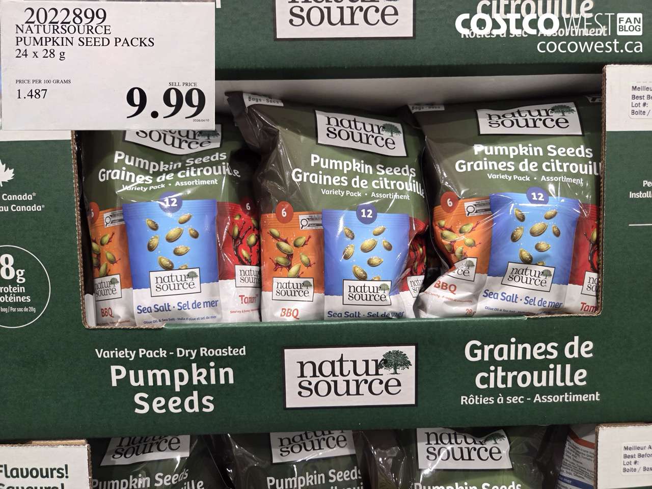 2022899 NATURSOURCE PUMPKIN SEED PACKS 24 X 28 G $9.99