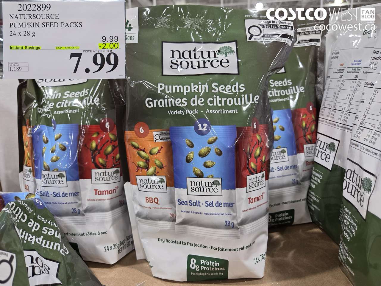 2022899 NATURSOURCE PUMPKIN SEED PACKS 24 X 28 G ($2.00 INSTANT SAVINGS EXPIRES ON 2026-05-03) $7.99