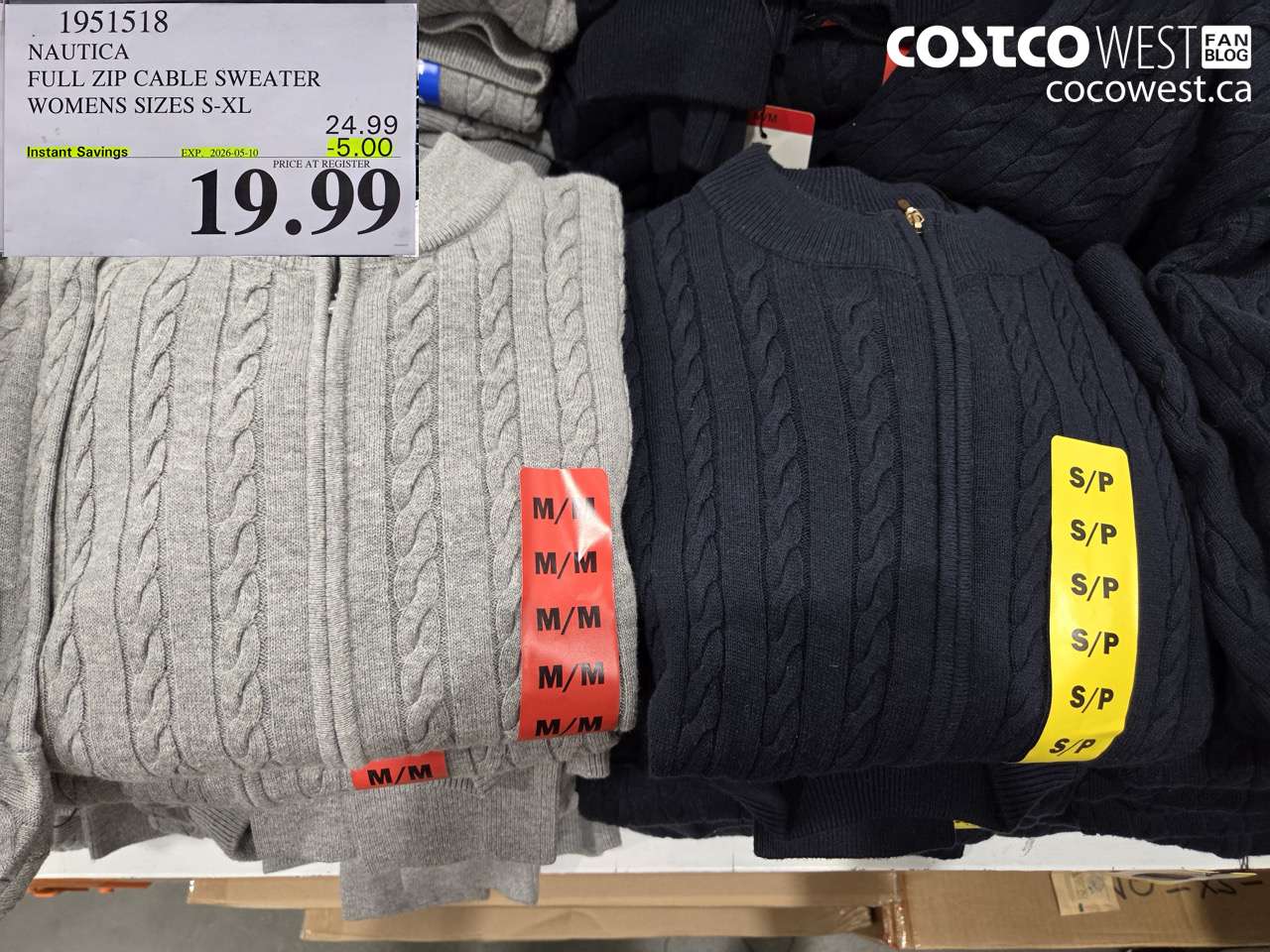 1951518 NAUTICA FULL ZIP CABLE SWEATER WOMENS SIZES S-XL ($5.00 INSTANT SAVINGS EXPIRES ON 2026-05-10) $19.99