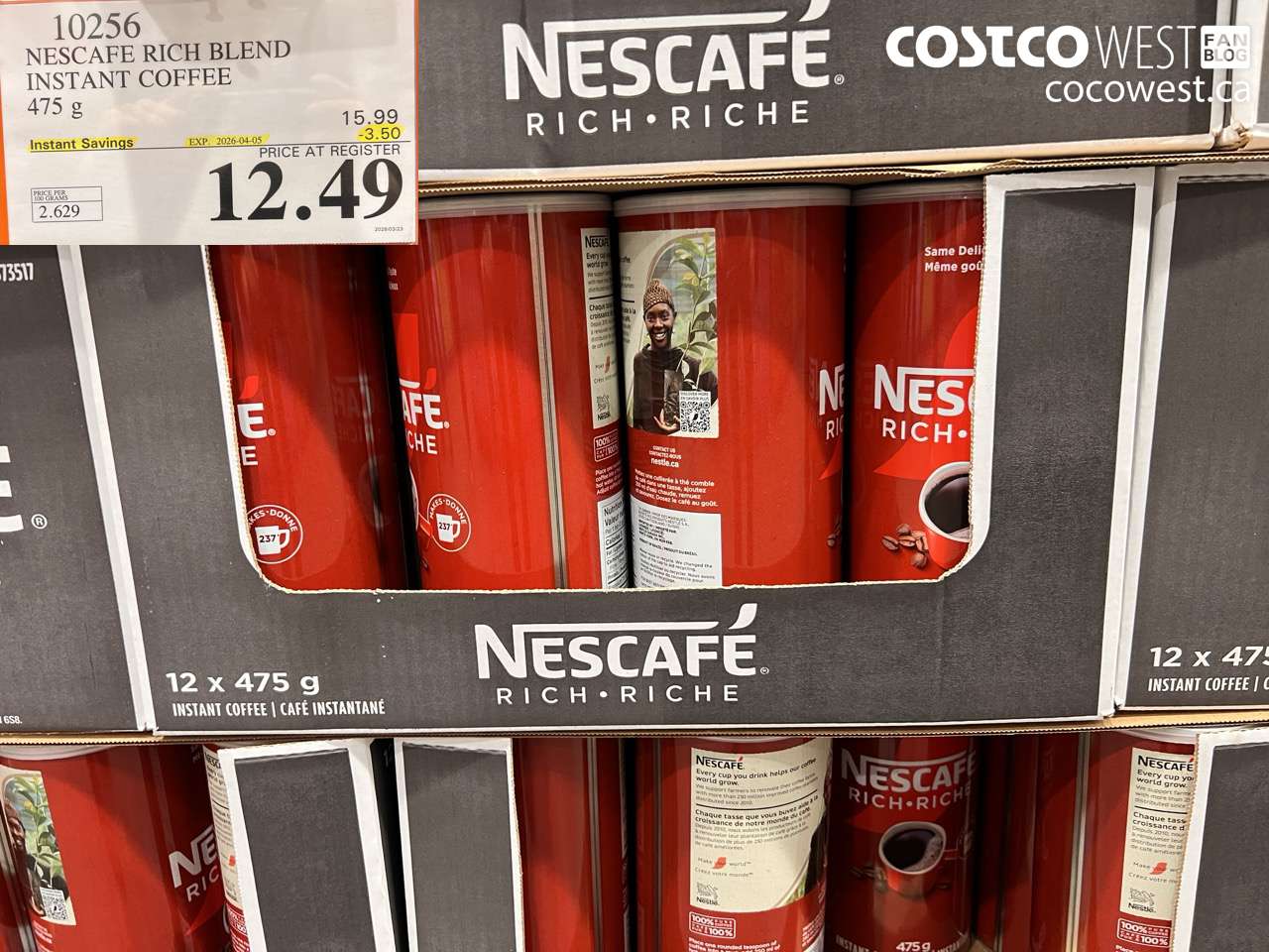 10256 NESCAFE RICH BLEND INSTANT COFFEE 475G ($3.50 INSTANT SAVINGS EXPIRES ON 2026-04-05) $12.49