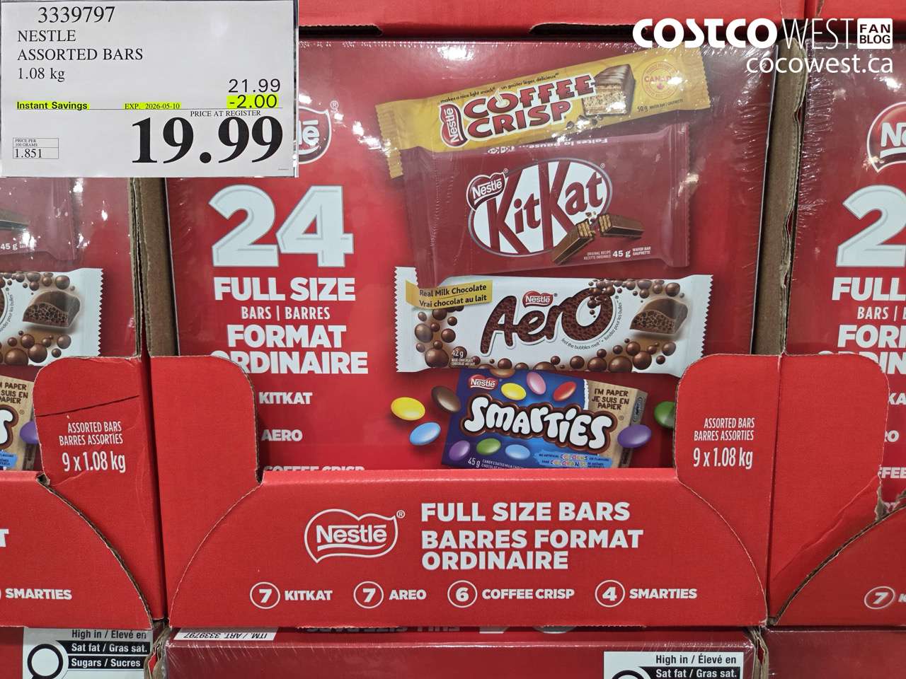 3339797 NESTLE ASSORTED BARS 1.08KG ($2.00 INSTANT SAVINGS EXPIRES ON 2026-05-10) $19.99