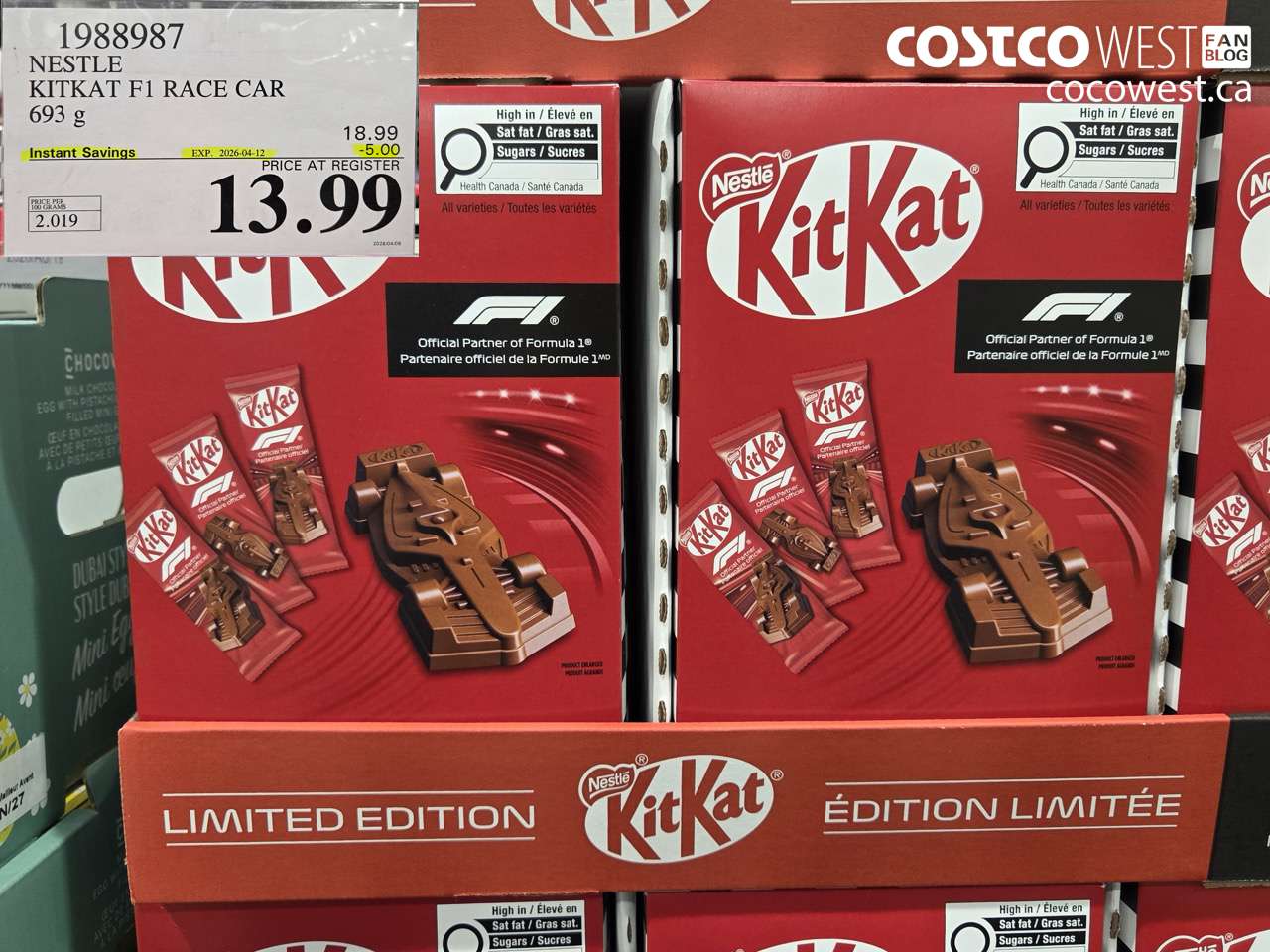 1988987 NESTLE KITKAT F1 RACE CAR 693 G ($5.00 INSTANT SAVINGS EXPIRES ON 2026-04-12) $13.99