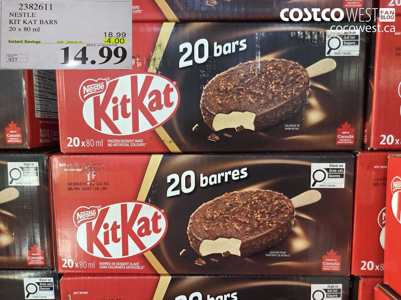 2382611 NESTLE KIT KAT BARS 20 X 80 ML ($4.00 INSTANT SAVINGS EXPIRES ON 2026-05-10) $14.99