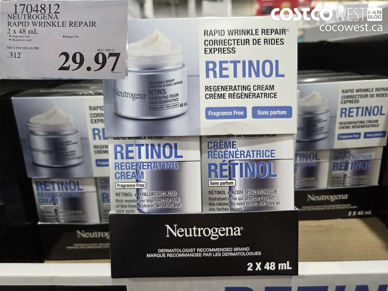17048112 NEUTROGENA RAPID WRINKLE REPAIR 2 X 48 ML $29.97