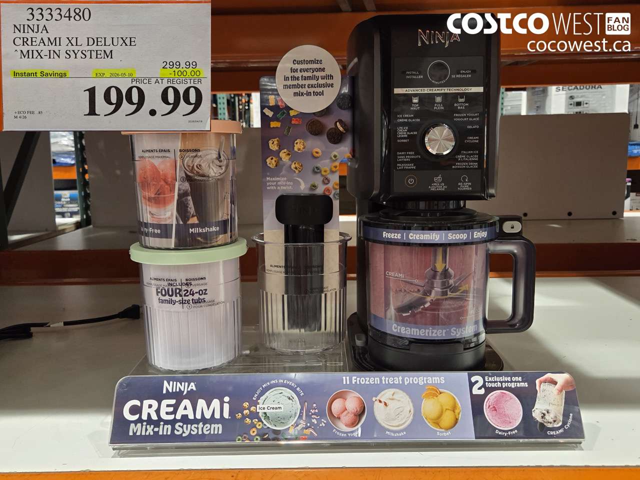 3333480 NINJA CREAMI XL DELUXE MIX-IN SYSTEM ($100.00 INSTANT SAVINGS EXPIRES ON 2026-05-10) $199.99