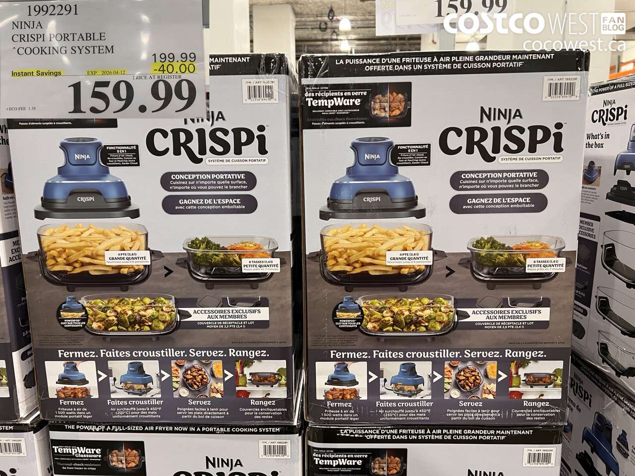 1992291 NINJA CRISPI PORTABLE COOKING SYSTEM ($40.00 INSTANT SAVINGS EXPIRES ON 2026-04-12) $159.99