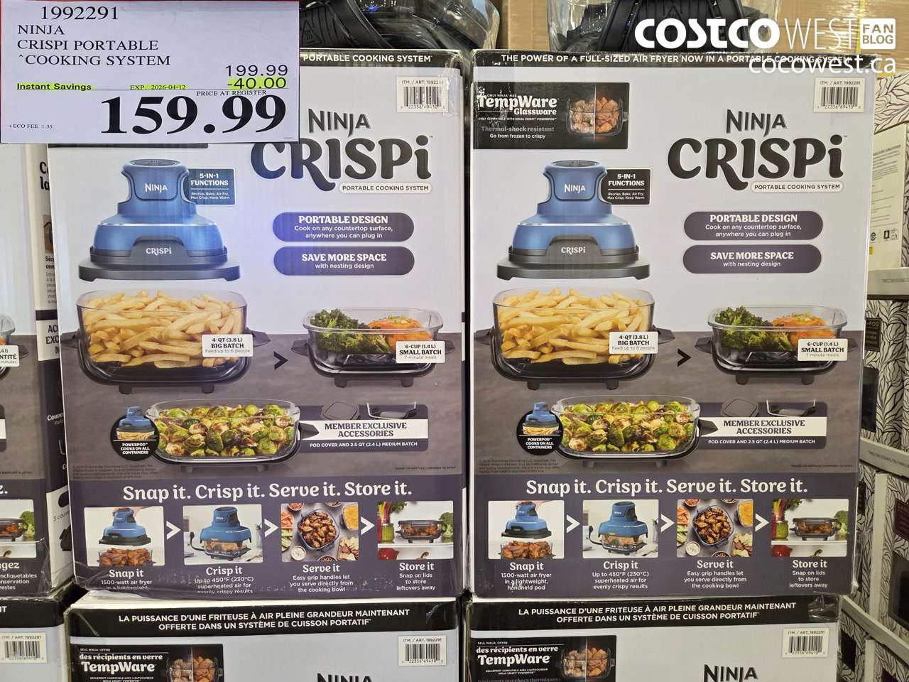 1992291 NINJA CRISPI PORTABLE COOKING SYSTEM ($40.00 INSTANT SAVINGS EXPIRES ON 2026-04-12) $159.99