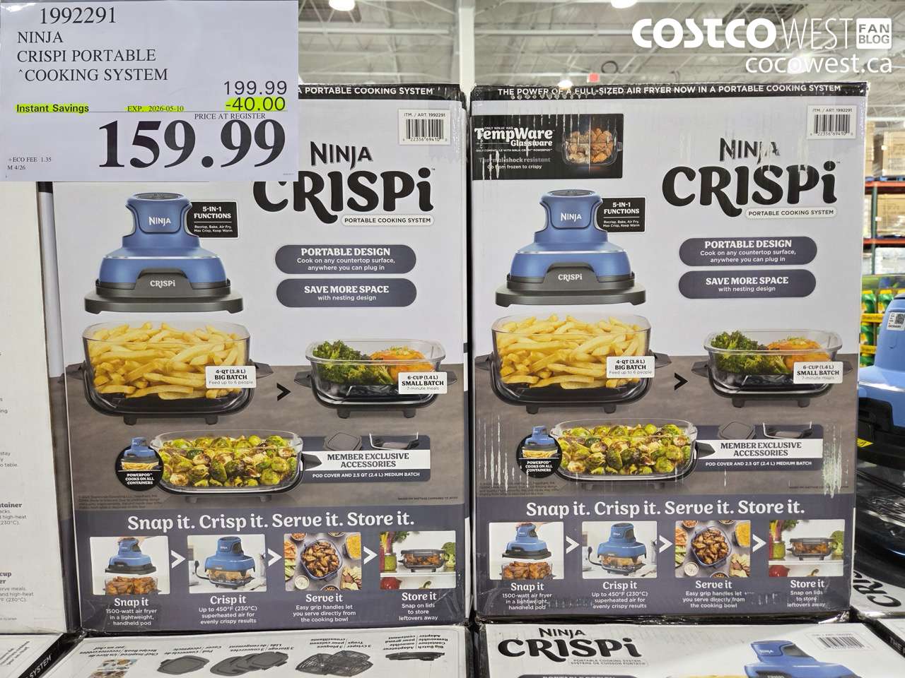 1992291 NINJA CRISPI PORTABLE COOKING SYSTEM ($40.00 INSTANT SAVINGS EXPIRES ON 2026-05-10) $159.99