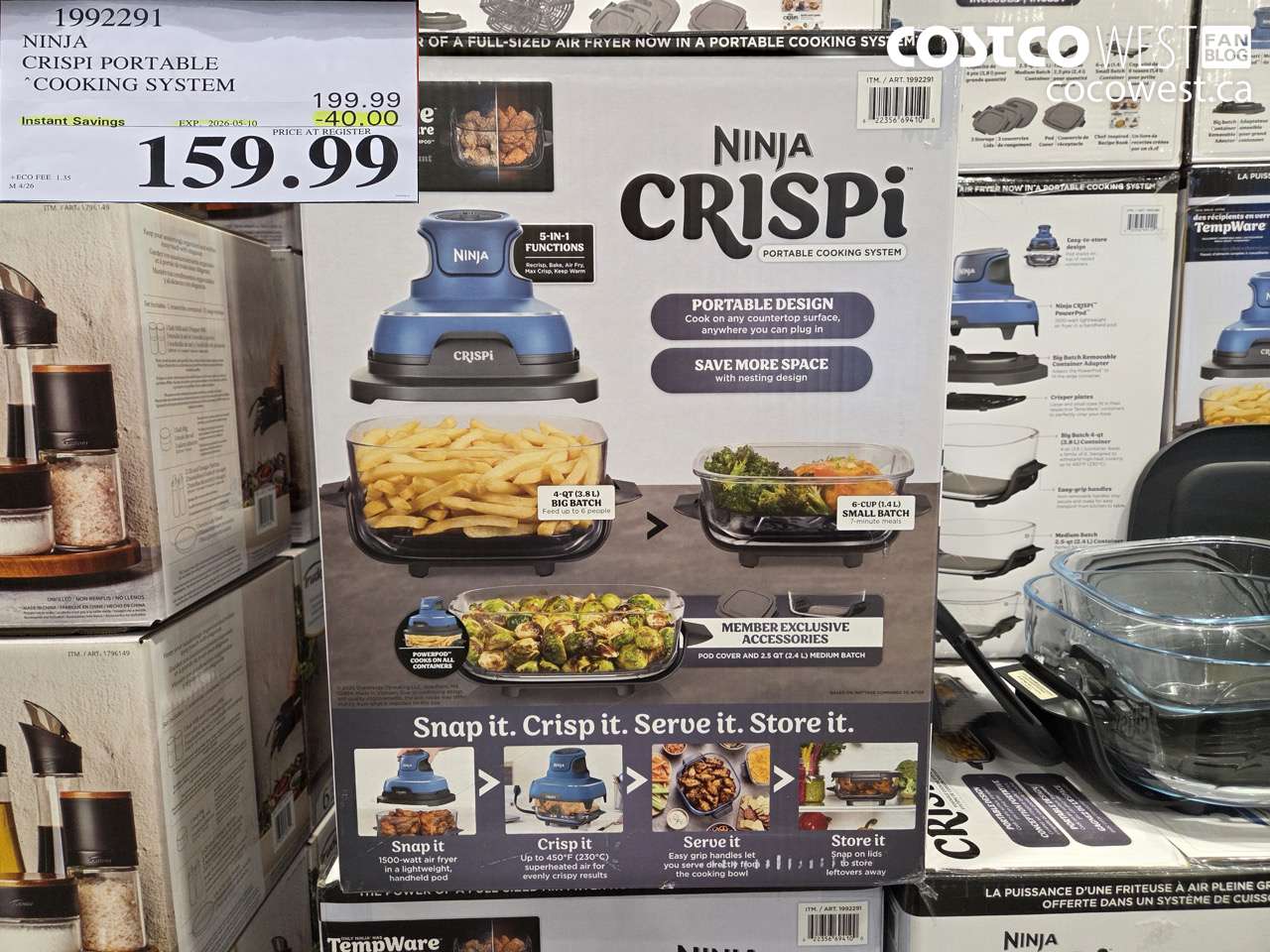 1992291 NINJA CRISPI PORTABLE COOKING SYSTEM ($40.00 INSTANT SAVINGS EXPIRES ON 2026-05-10) $159.99
