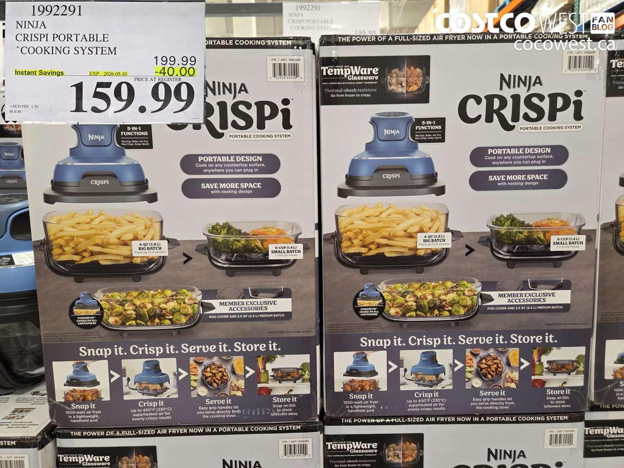 1992291 NINJA CRISPI PORTABLE COOKING SYSTEM ($40.00 INSTANT SAVINGS EXPIRES ON 2026-05-10) $159.99
