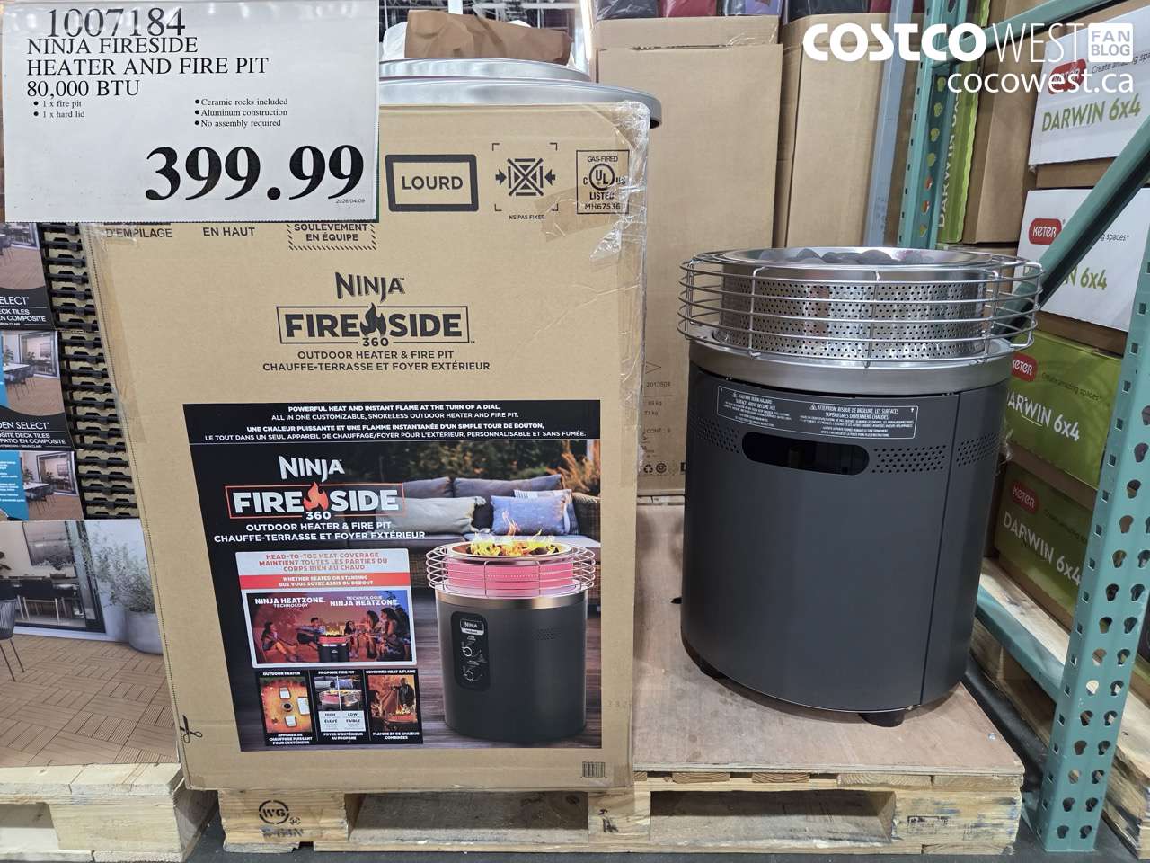 1007184 NINJA FIRESIDE HEATER AND FIRE PIT 80,000 BTU $399.99