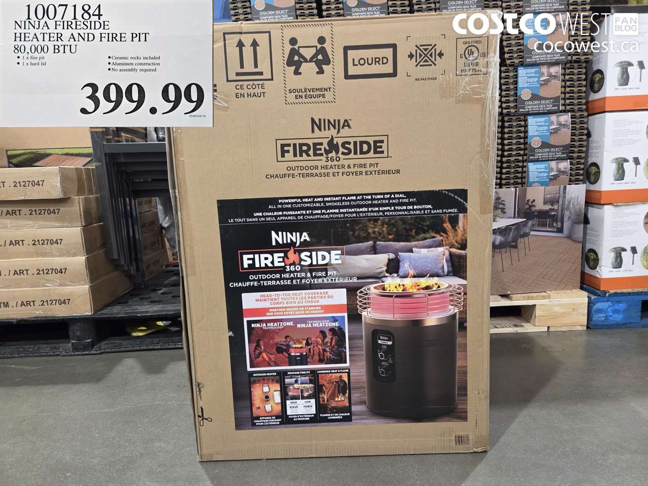 1007184 NINJA FIRESIDE HEATER AND FIRE PIT 80,000 BTU $399.99