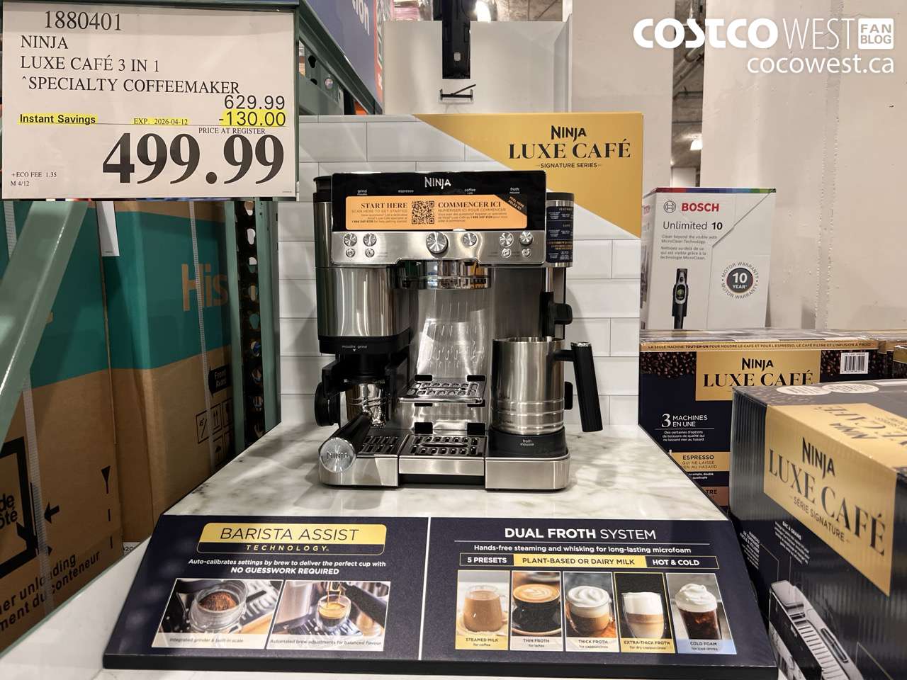 1880401 NINJA LUXE CAFÉ 3 IN 1 SPECIALTY COFFEEMAKER ($130.00 INSTANT SAVINGS EXPIRES ON 2026-04-12) $499.99