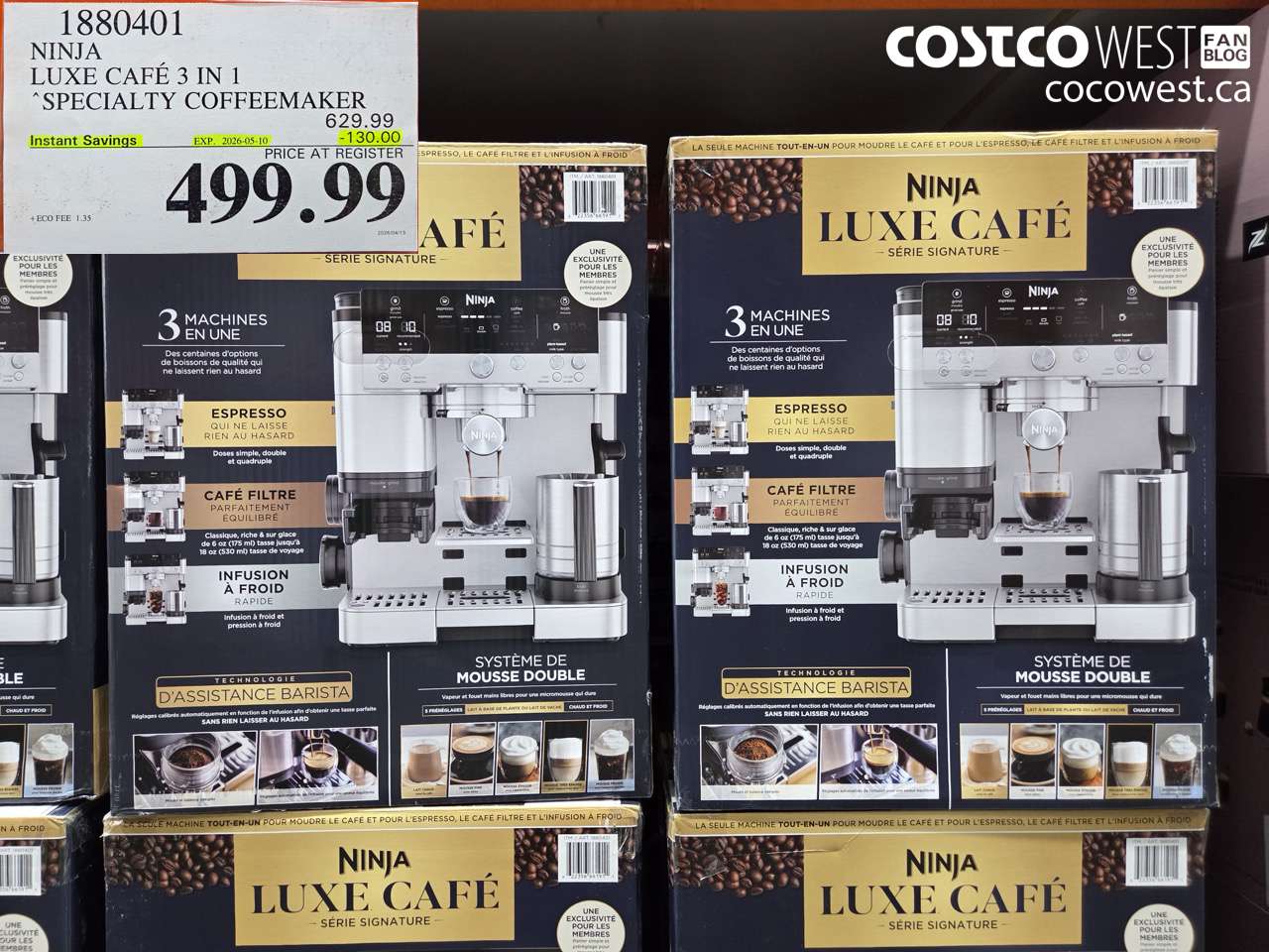 1880401 NINJA LUXE CAFE 3 IN 1 SPECIALTY COFFEEMAKER ($130.00 INSTANT SAVINGS EXPIRES ON 2026-05-10) $499.99