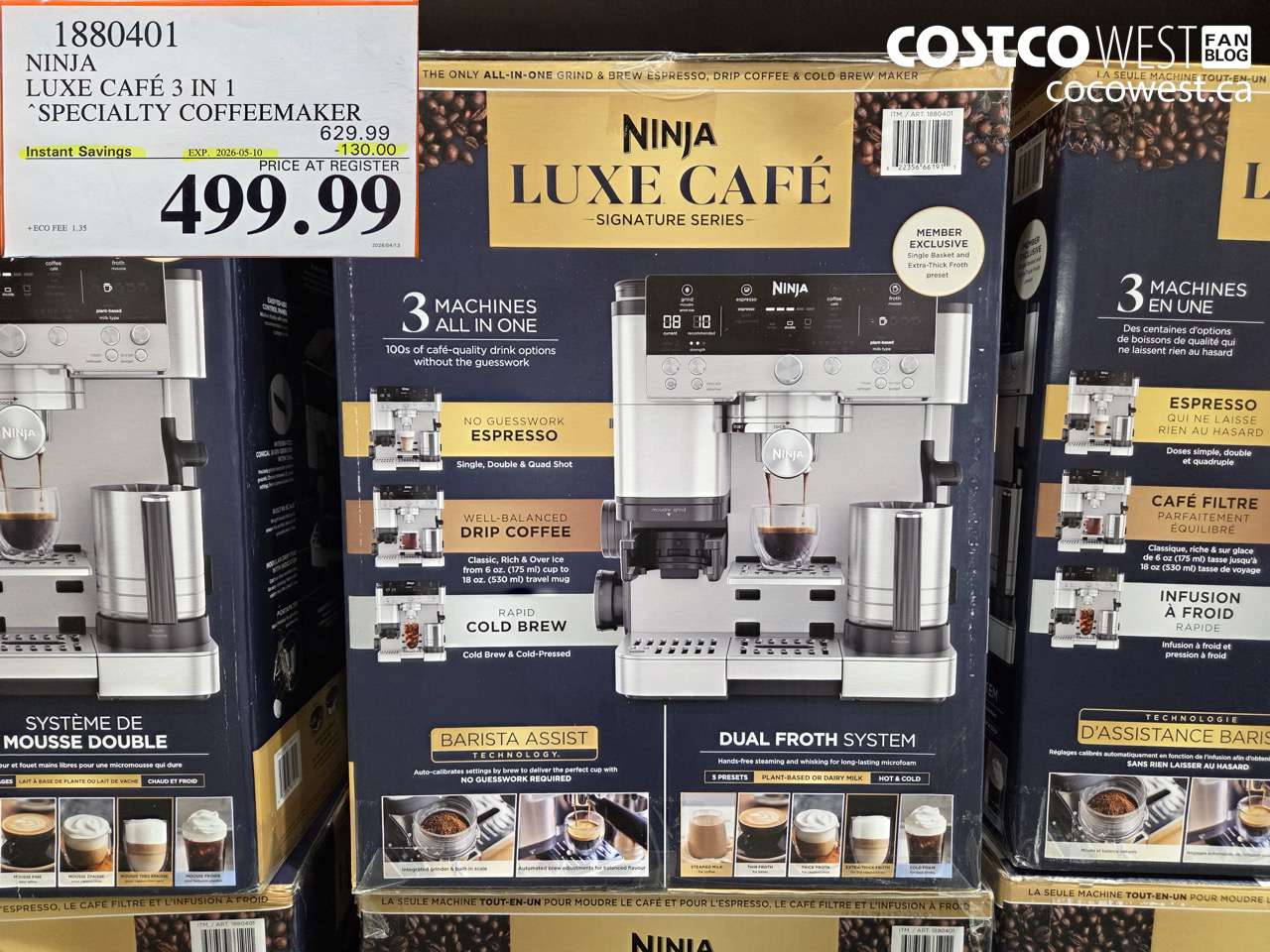 1880401 NINJA LUXE CAFE 3 IN 1 SPECIALTY COFFEEMAKER ($130.00 INSTANT SAVINGS EXPIRES ON 2026-05-10) $499.99