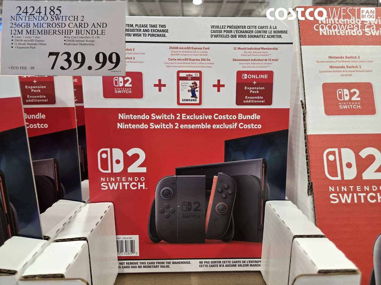 2424185 NINTENDO SWITCH 2 256GB MICROSD CARD AND 12M MEMBERSHIP BUNDLE $739.99