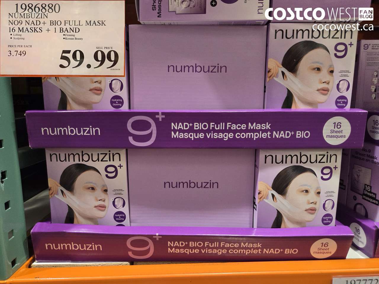 19868880 NUMBUZIN N09 NAD+ BIO FULL MASK 16 MASKS + 1 BAND $59.99