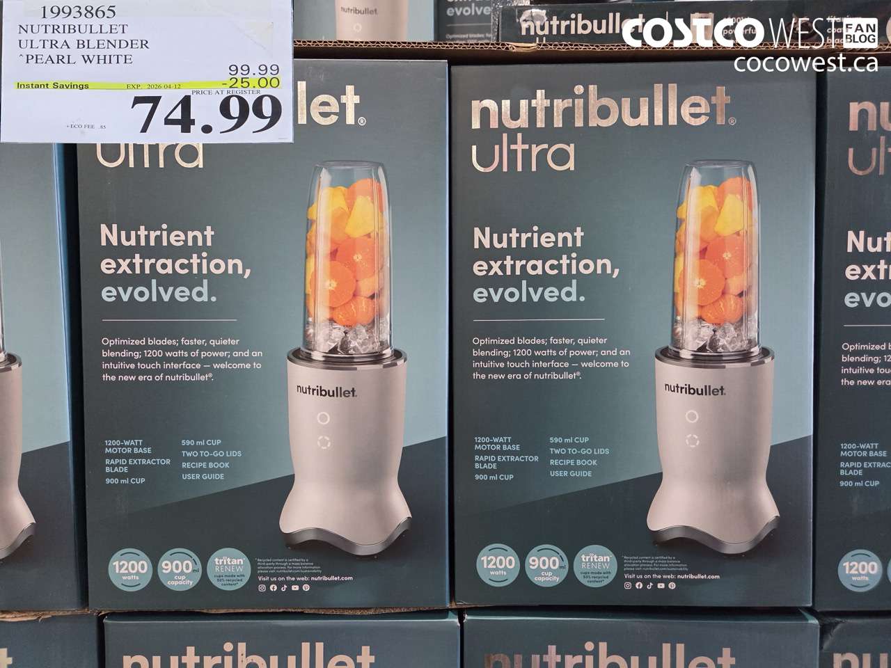 1993865 NUTRIBULLET ULTRA BLENDER PEARL WHITE ($25.00 INSTANT SAVINGS EXPIRES ON 2026-04-12) $74.99