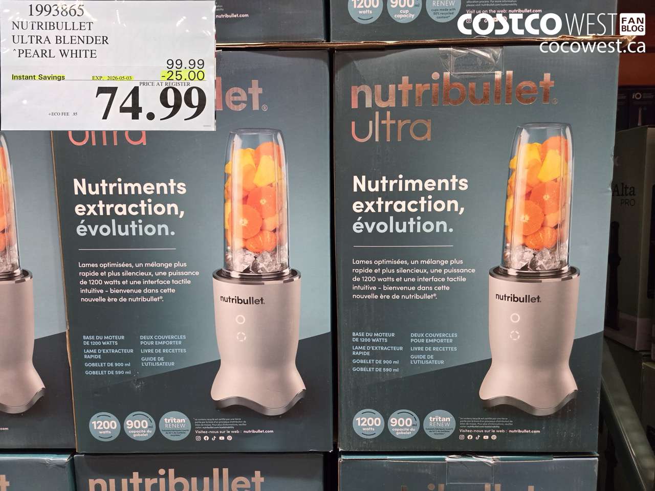 1993865 NUTRIBULLET ULTRA BLENDER PEARL WHITE ($25.00 INSTANT SAVINGS EXPIRES ON 2026-05-03) $74.99