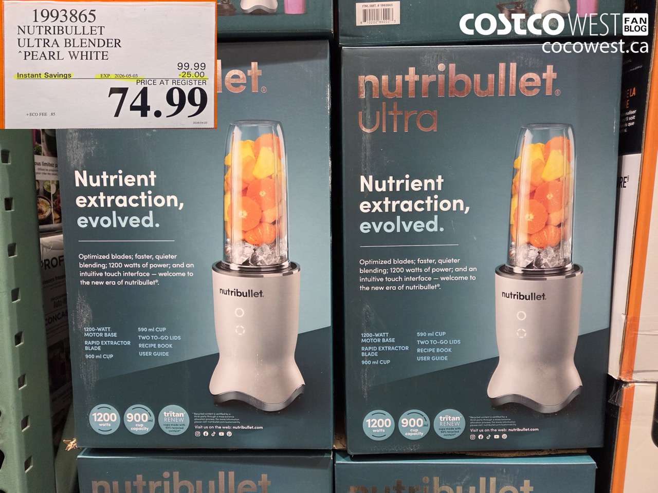 1993865 NUTRIBULLET ULTRA BLENDER PEARL WHITE ($25.00 INSTANT SAVINGS EXPIRES ON 2026-05-03) $74.99