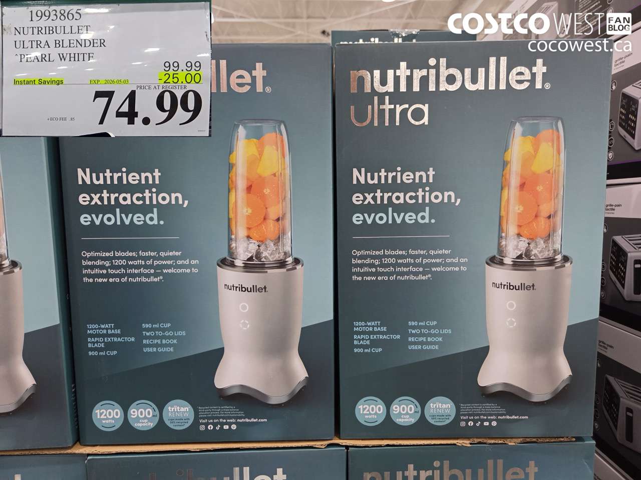1993865 NUTRIBULLET ULTRA BLENDER PEARL WHITE ($25.00 INSTANT SAVINGS EXPIRES ON 2026-05-03) $74.99