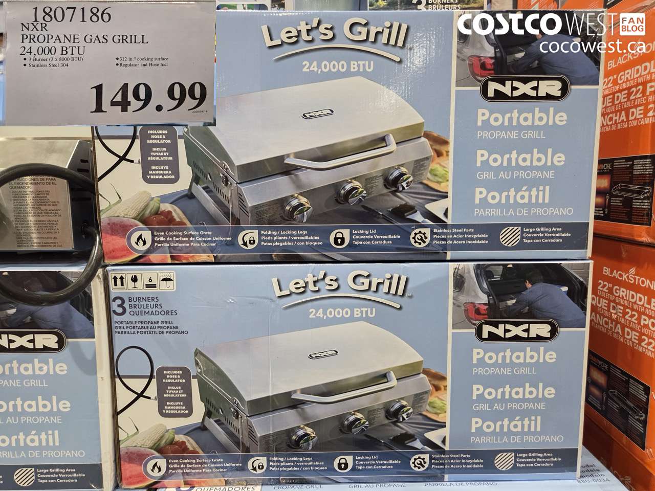 1807186 NXR PROPANE GAS GRILL 24,000 BTU $149.99