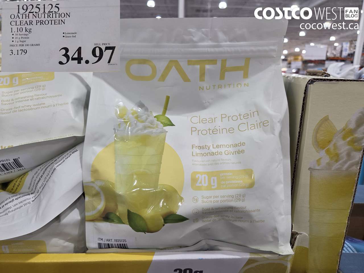 1925125 OATH NUTRITION CLEAR PROTEIN 1.10 KG $34.97