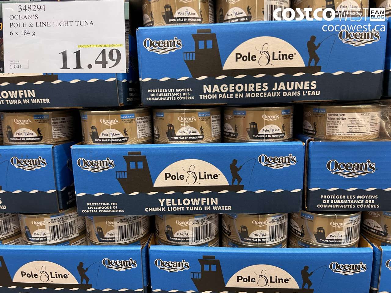 348294 OCEAN'S POLE & LINE LIGHT TUNA 6 X 184 G (EXPIRES ON 2026-04-12) $11.49