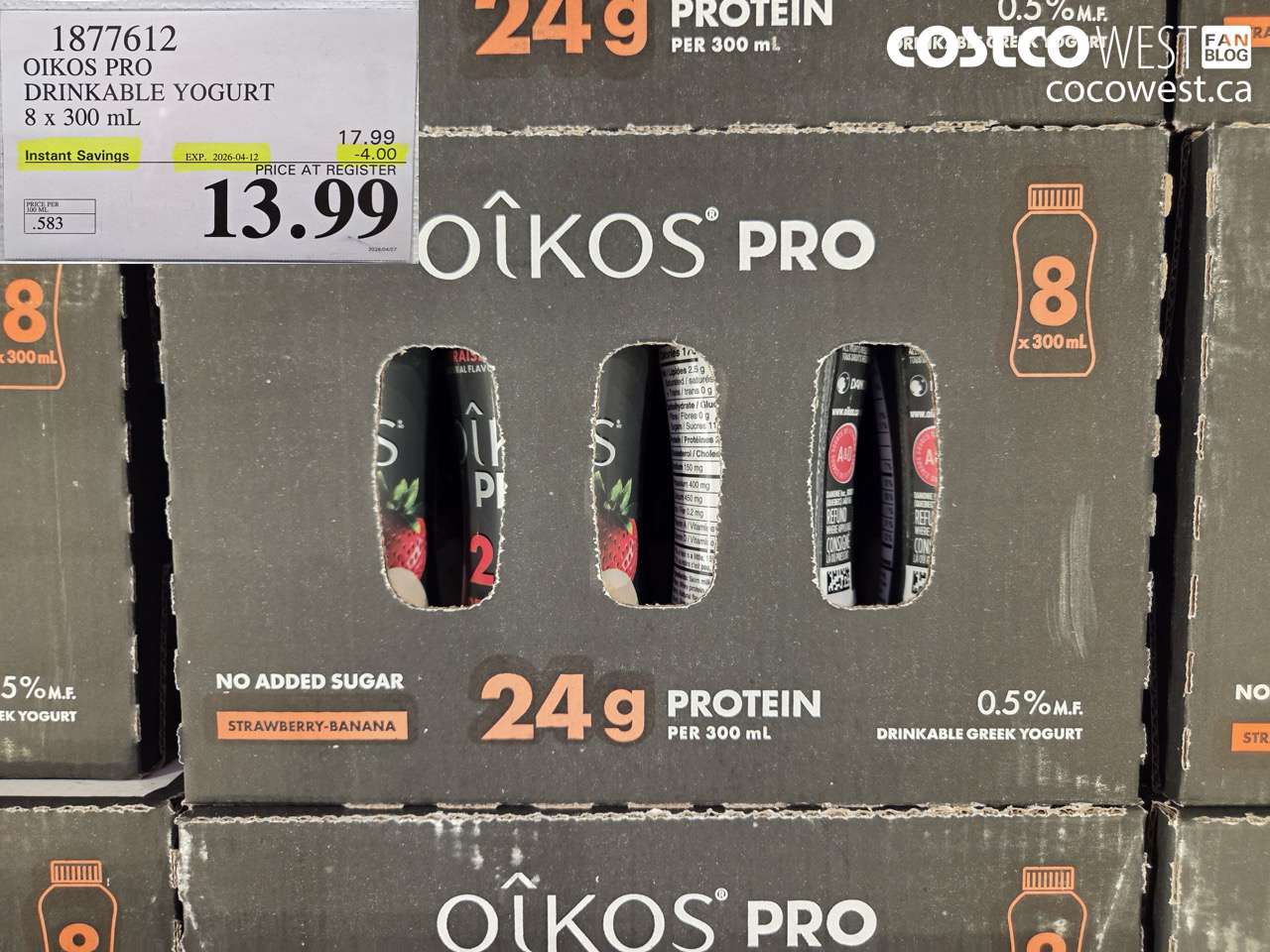 1877612 OIKOS PRO DRINKABLE YOGURT 8 X 300 ML ($4.00 INSTANT SAVINGS EXPIRES ON 2026-04-12) $13.99