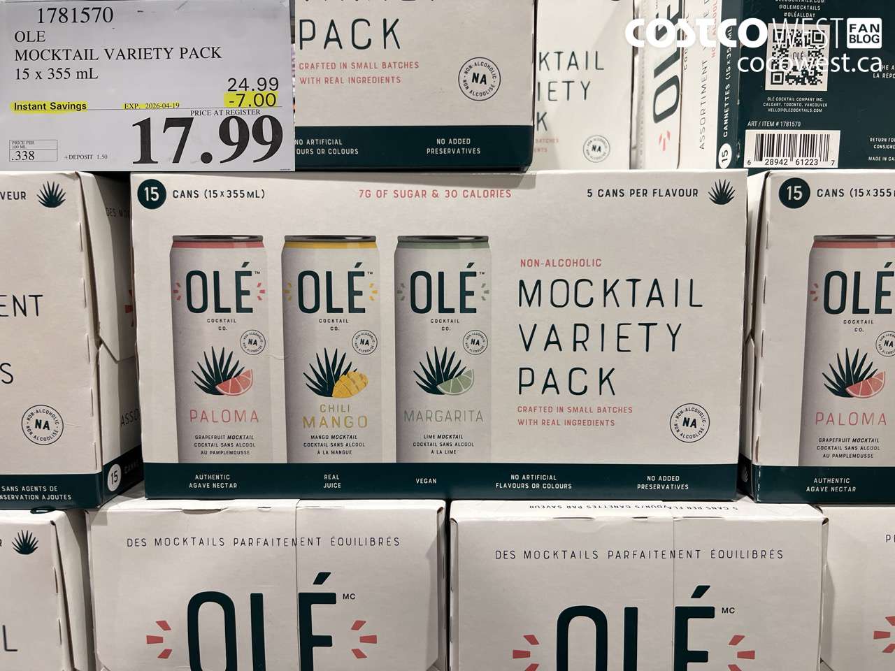 1781570 OLE MOCKTAIL VARIETY PACK 15 X 355 ML ($7.00 INSTANT SAVINGS EXPIRES ON 2026-04-19) $17.99