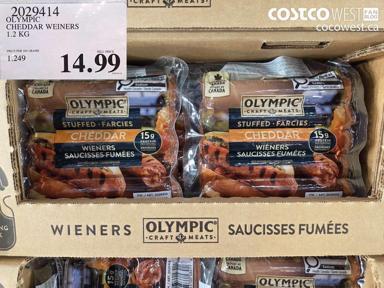 20294114 OLYMPIC CHEDDAR WEINERS 1.2 KG $14.99