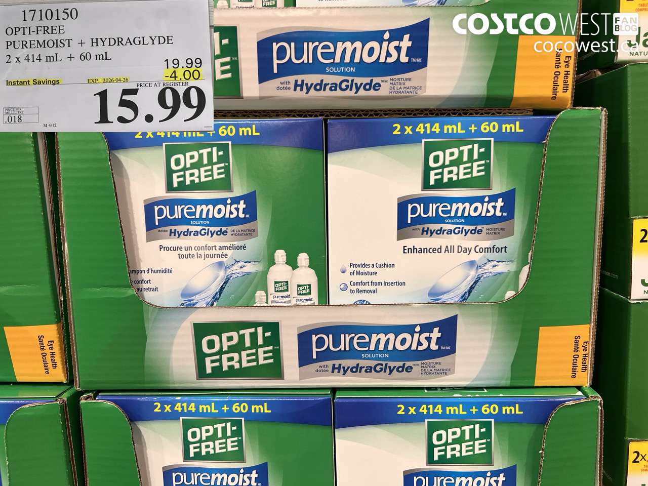 1710150 OPTI-FREE PUREMOIST + HYDRAGLYDE 2 X 414 ML + 60 ML ($4.00 INSTANT SAVINGS EXPIRES ON 2026-04-26) $15.99