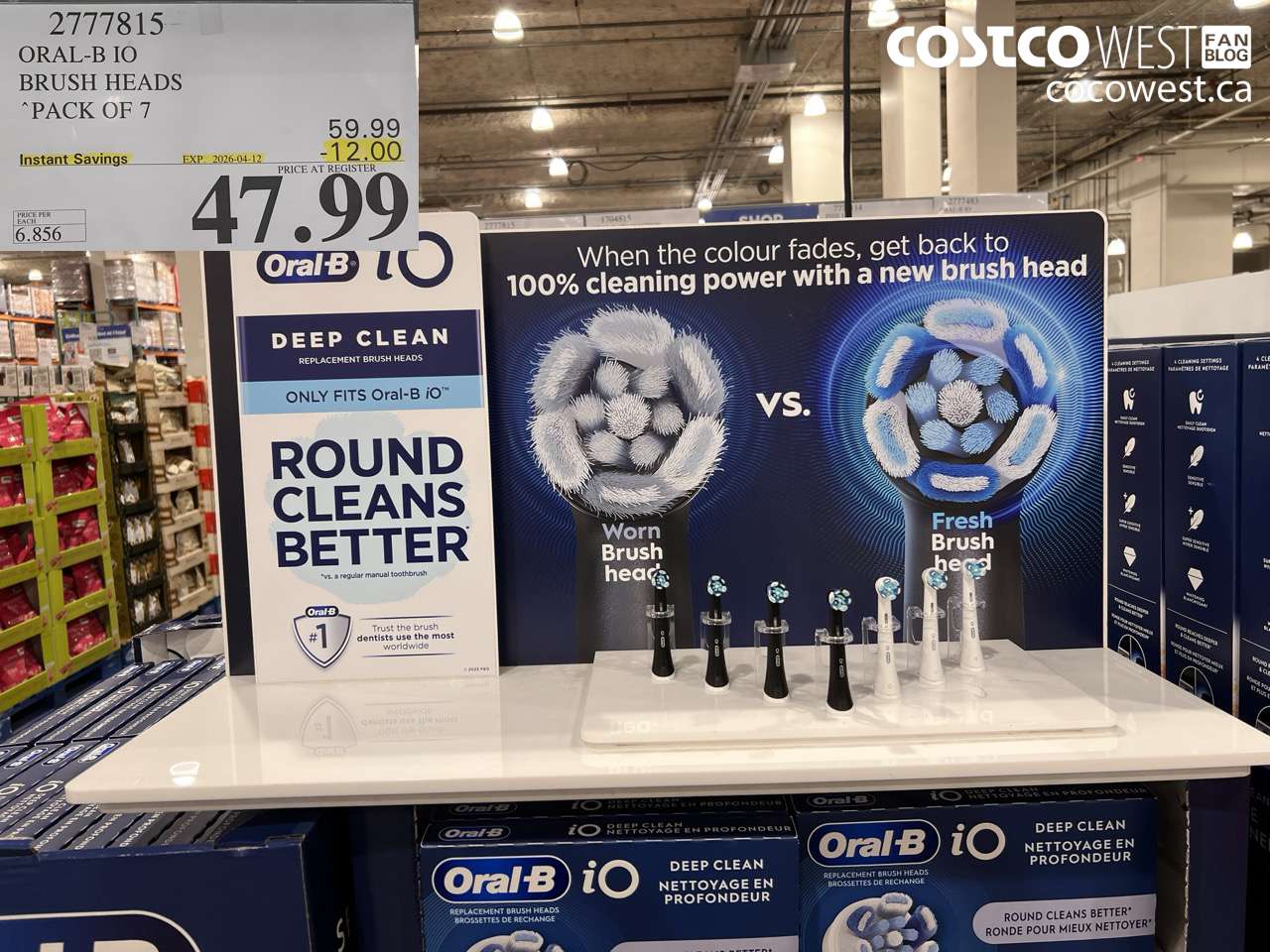 2777815 ORAL-B IO BRUSH HEADS PACK OF 7 ($12.00 INSTANT SAVINGS EXPIRES ON 2026-04-12) $47.99