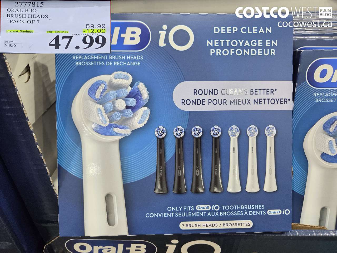 2777815 ORAL-B IO BRUSH HEADS PACK OF 7 ($12.00 INSTANT SAVINGS EXPIRES ON 2026-05-03) $47.99