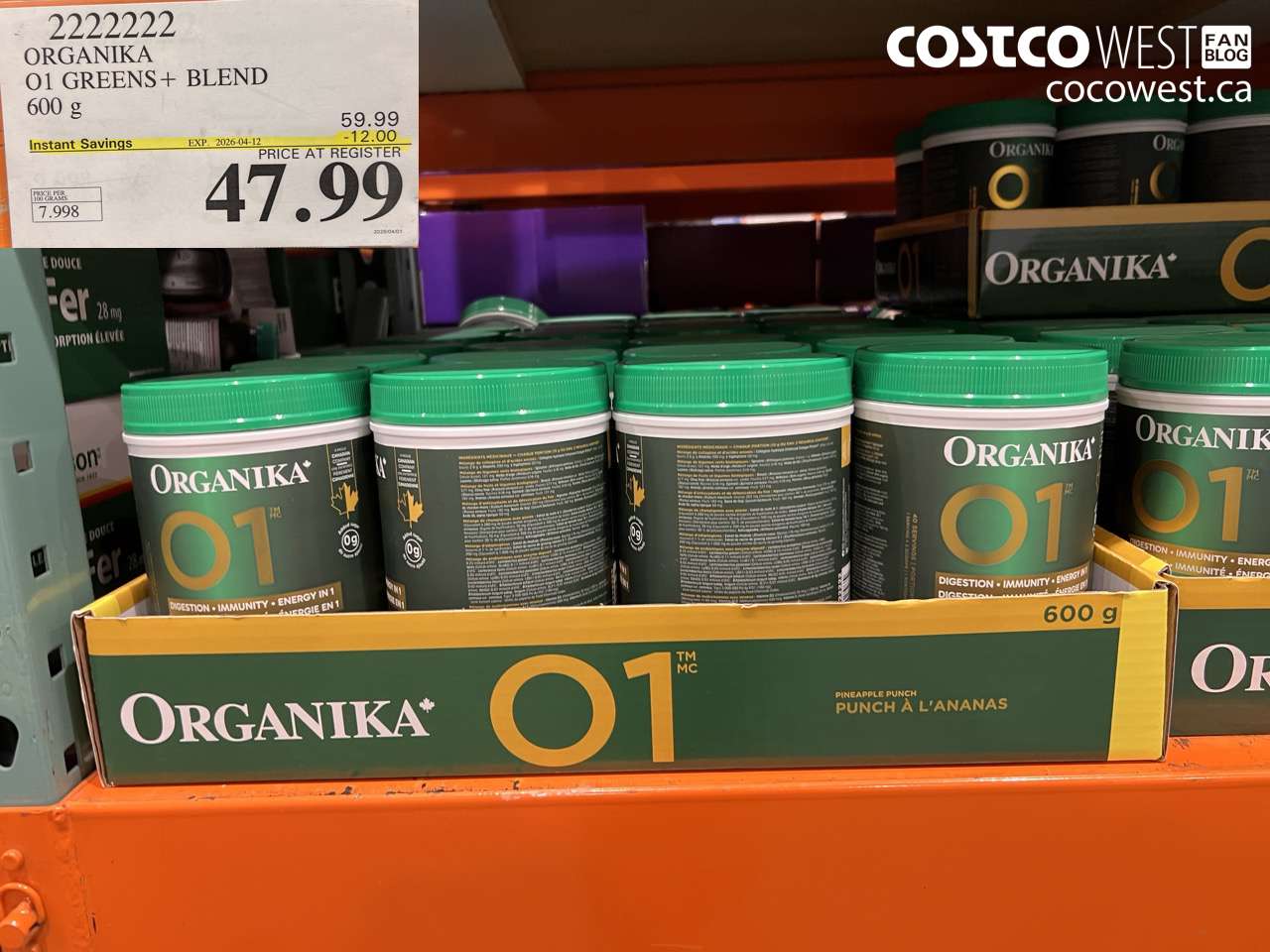 2222222 ORGANIKA 01 GREENS+ BLEND 600 G ($12.00 INSTANT SAVINGS EXPIRES ON 2026-04-12) $47.99