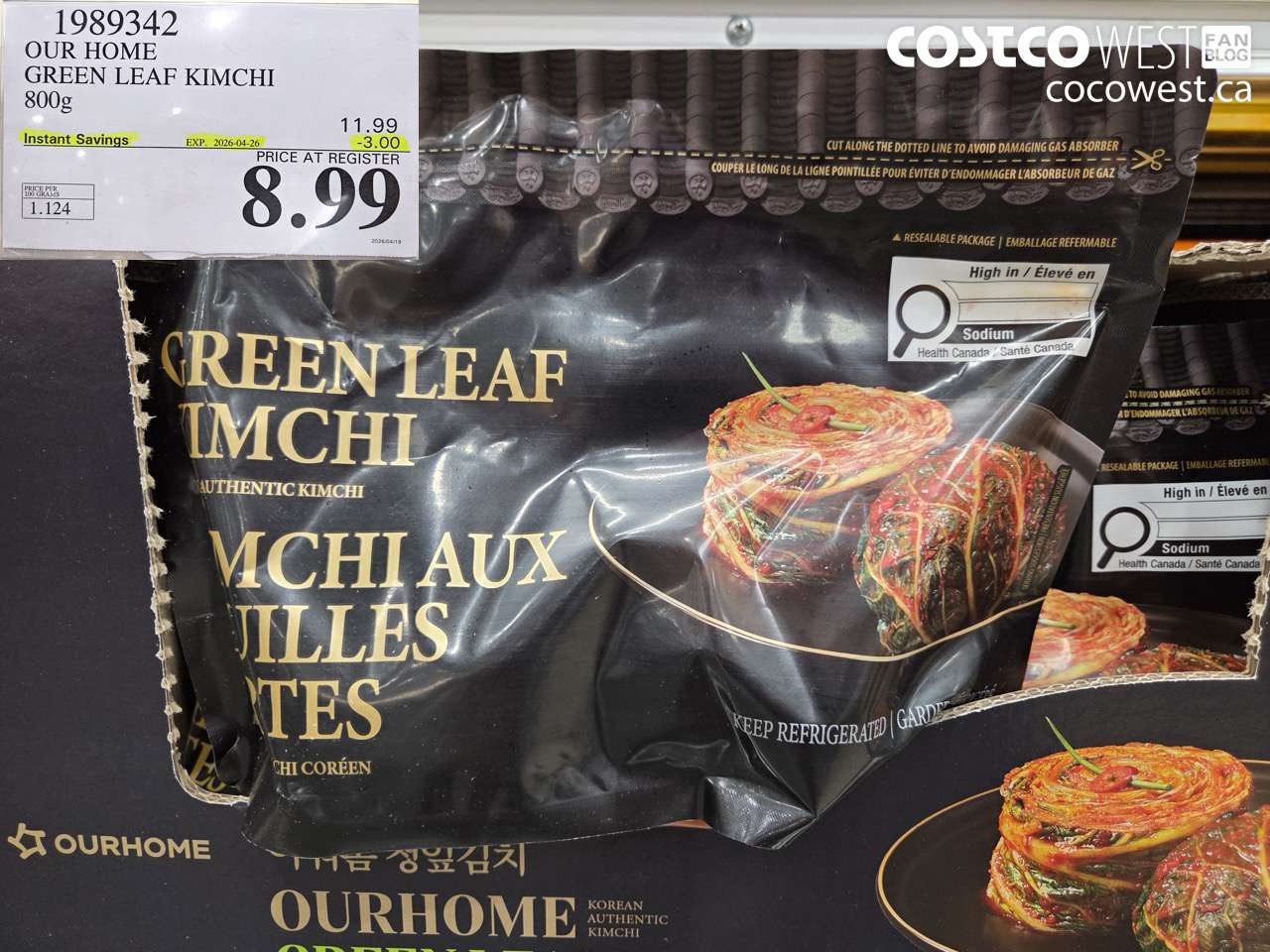 1989342 OUR HOME GREEN LEAF KIMCHI 800G ($3.00 INSTANT SAVINGS EXPIRES ON 2026-04-26) $8.99