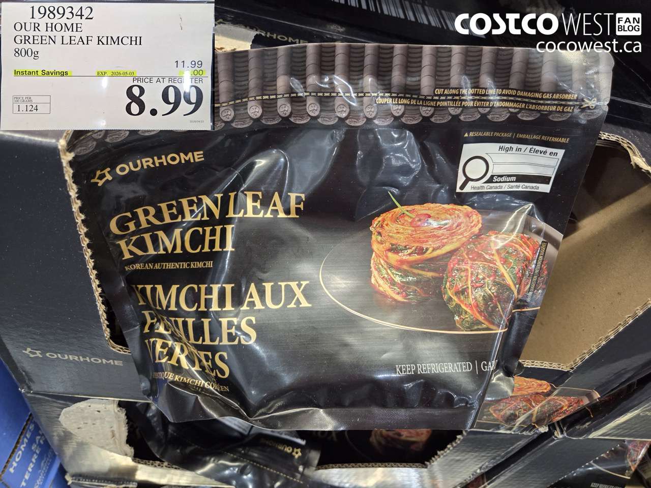 1989342 OUR HOME GREEN LEAF KIMCHI 800G ($3.00 INSTANT SAVINGS EXPIRES ON 2026-05-03) $8.99