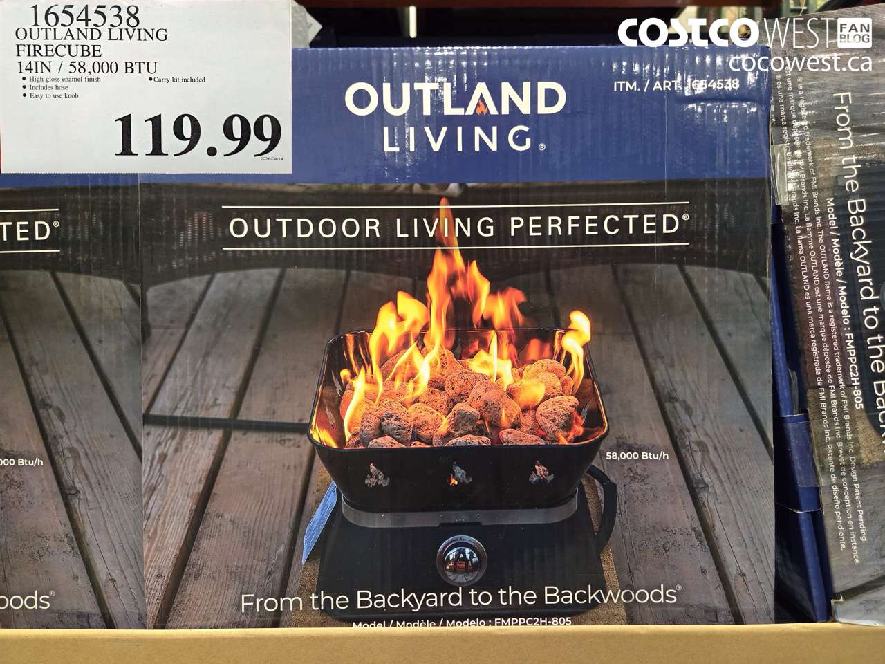 165438 OUTLAND LIVING FIRECUBE 14IN / 58,000 BTU $119.99