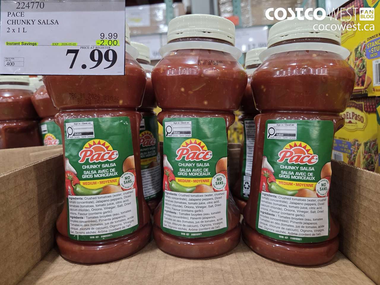 224770 PACE CHUNKY SALSA 2 X 1L ($2.00 INSTANT SAVINGS EXPIRES ON 2026-05-05) $7.99