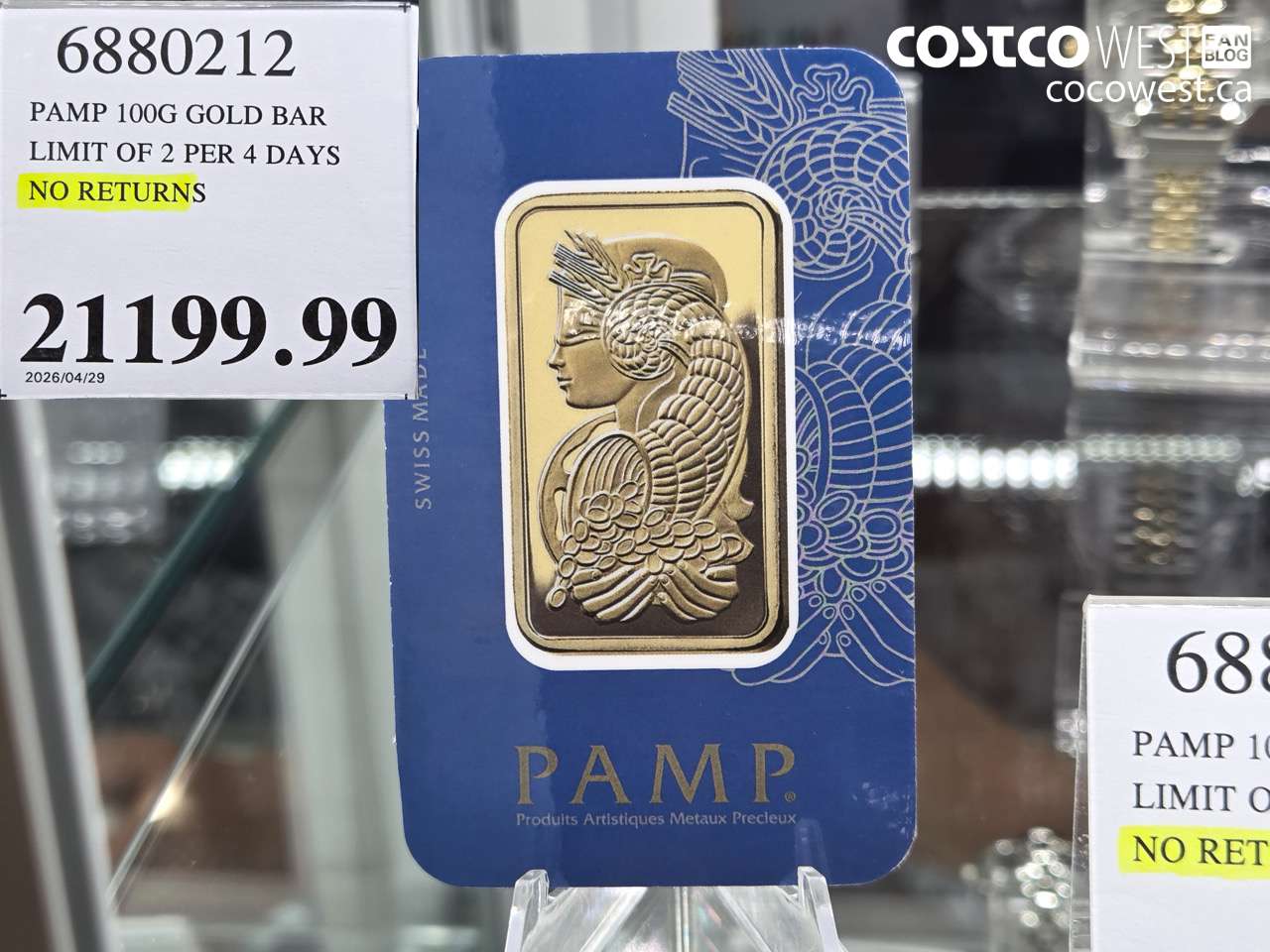 6880212 PAMP 100G GOLD BAR LIMIT OF 2 PER 4 DAYS NO RETURNS $21199.99