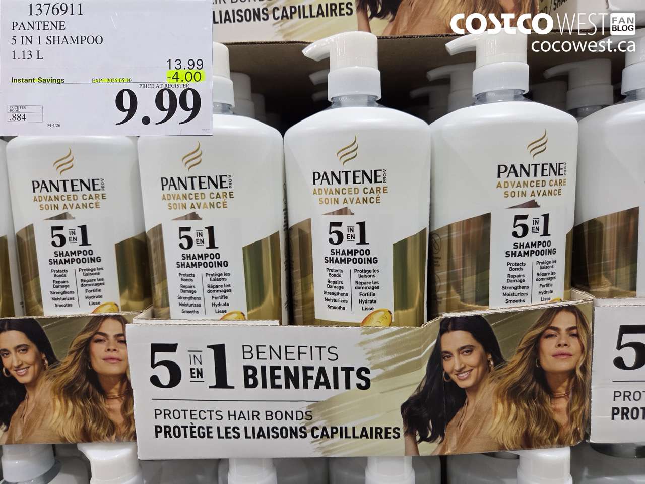 1376911 PANTENE 5 IN 1 SHAMPOO 1.13 L ($4.00 INSTANT SAVINGS EXPIRES ON 2026-05-10) $9.99