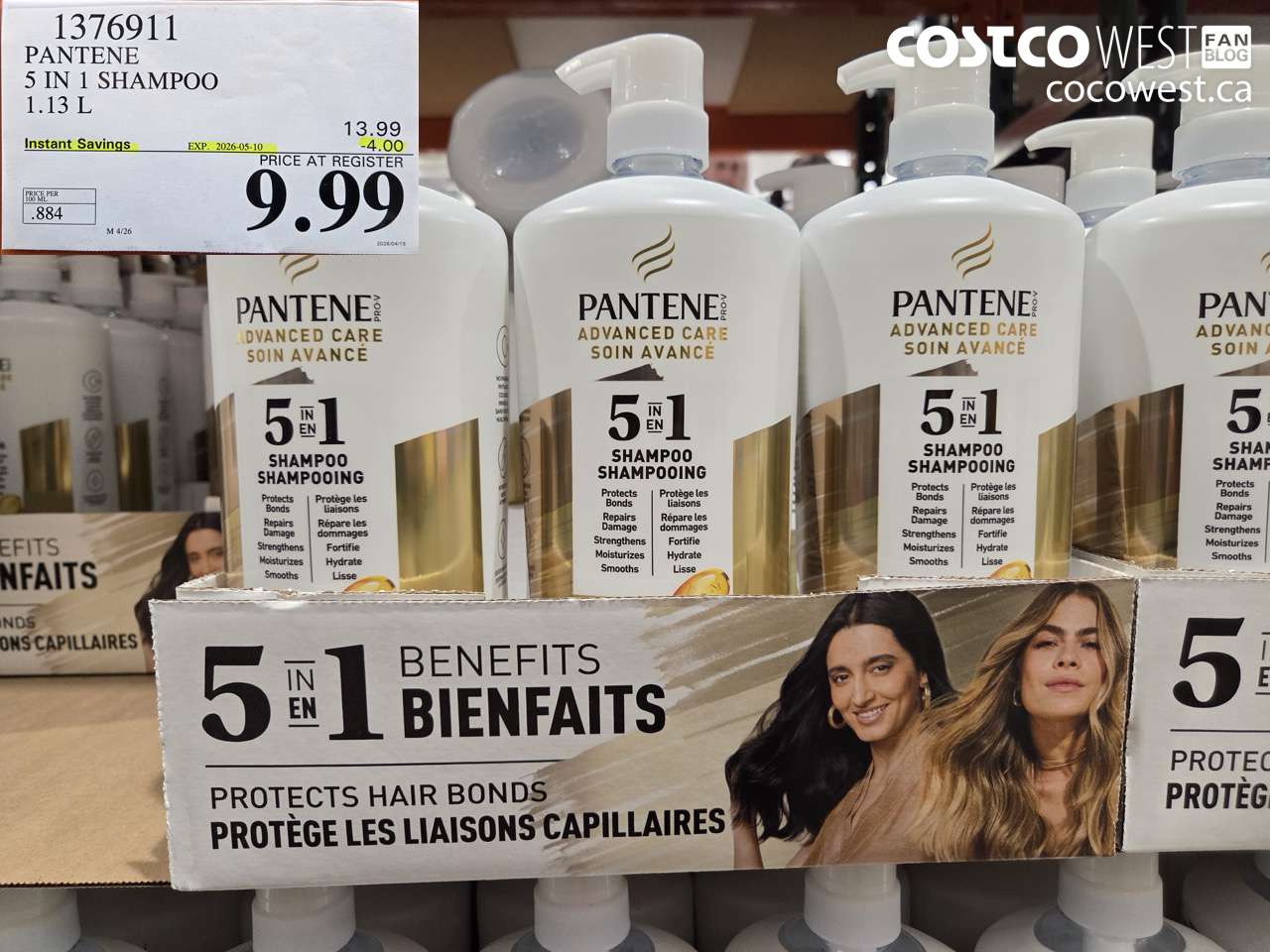 1376911 PANTENE 5 IN 1 SHAMPOO 1.13 L ($4.00 INSTANT SAVINGS EXPIRES ON 2026-05-10) $9.99