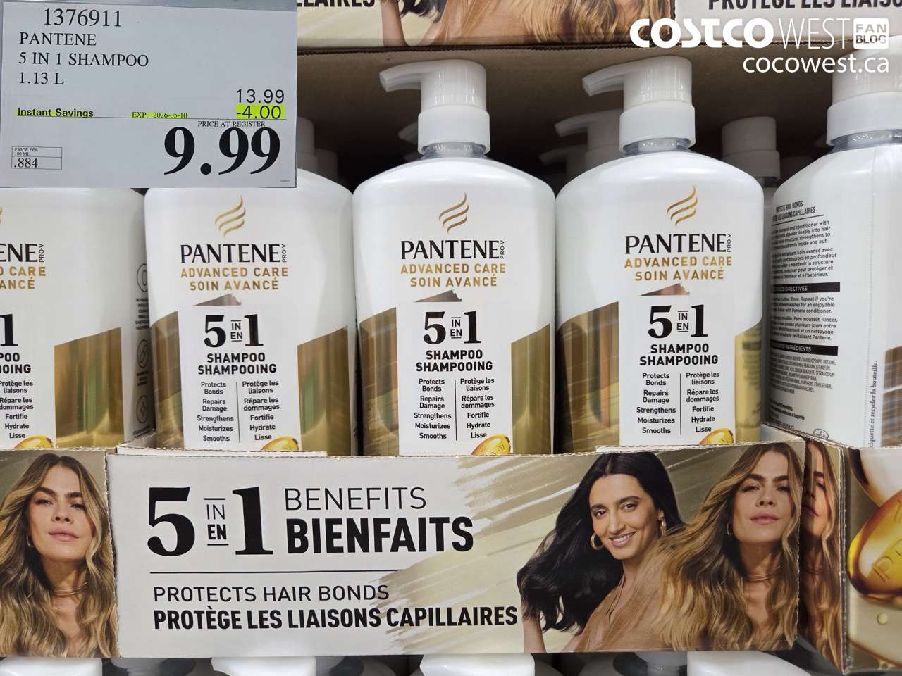 1376911 PANTENE 5 IN 1 SHAMPOO 1.13 L ($4.00 INSTANT SAVINGS EXPIRES ON 2026-05-10) $9.99