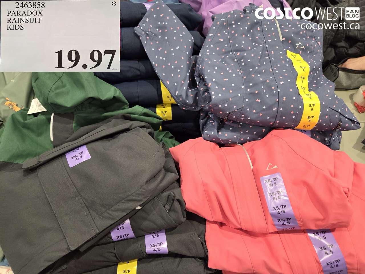 2463858 PARADOX RAINSUIT KIDS $19.97