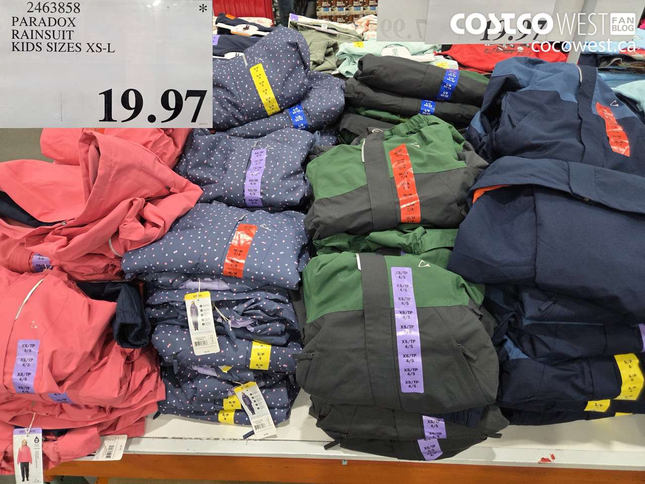 2463858 PARADOX RAINSUIT KIDS SIZES XS-L $19.97