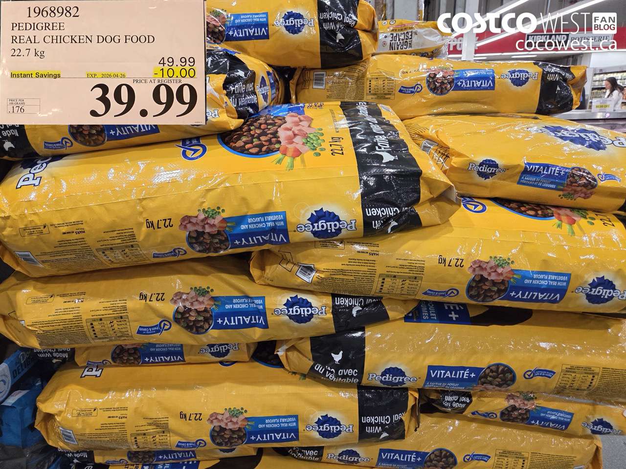 1968982 PEDIGREE REAL CHICKEN DOG FOOD 22.7KG ($10.00 INSTANT SAVINGS EXPIRES ON 2026-04-26) $39.99