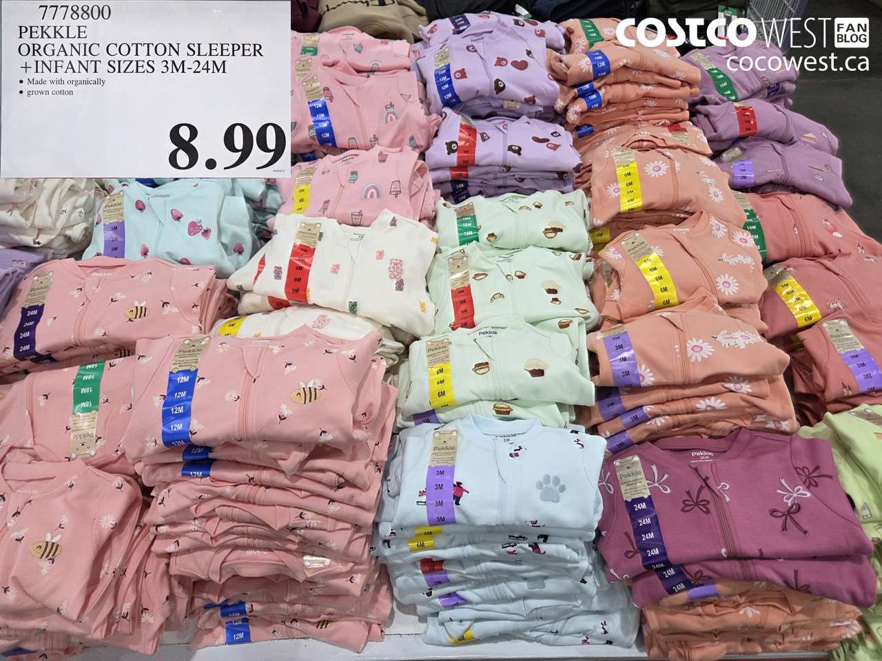 7778800 PEKKLE ORGANIC COTTON SLEEPER + INFANT SIZES 3M-24M $8.99